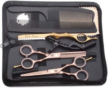 Набір професійних перукарських ножиць для жінок і чоловіків 5,5 Purple Dragon Hair Scissors (рожеве золото)