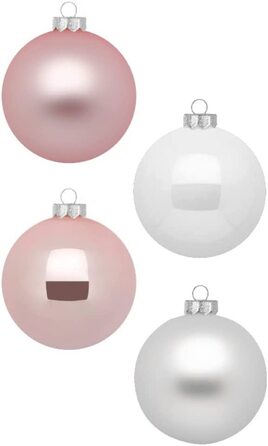 Різдвяні кулі INGE-Glas Magic 12 шт 8 см рожево-білі