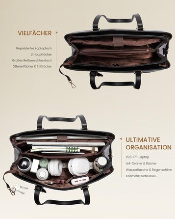 Сумка LOVEVOOK для жінок: велика, для ноутбука, шопер, робоча, офісна, з PU шкіри, чорна (15,6 дюймів)