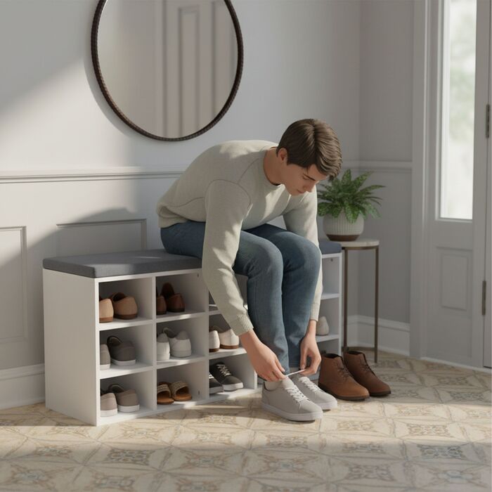 Підставка для взуття Relaxdays з м'яким сидінням та відкритими полицями