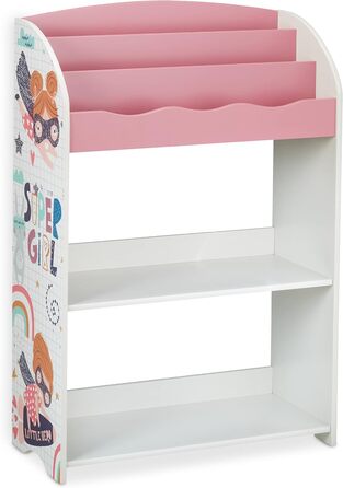 Дитяча полиця Relaxdays, мотив героїні, книжкові відділення та коробки для іграшок, HWD 93 x 63 x 28 см, полиця для дитячої кімнати, барвиста