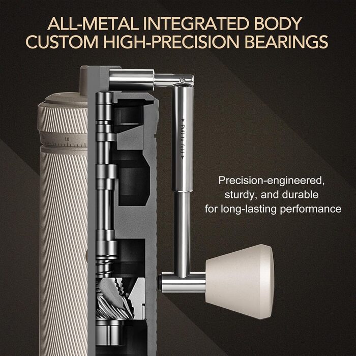 Ручна кавомолка TIMEMORE S3: керамічні жорна, регулювання помелу, корпус з нержавіючої сталі, для еспресо, моки, френч-пресу