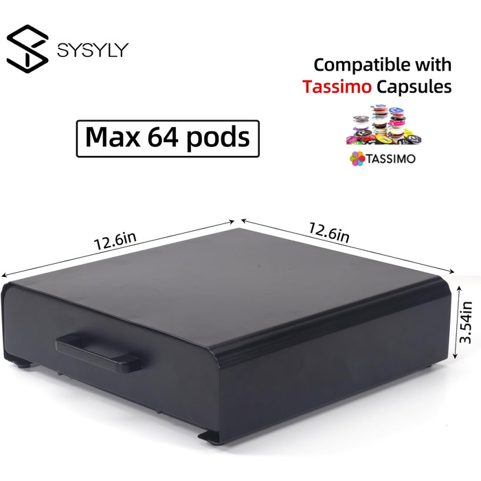 Організатор для капсул Tassimo: ящик для зберігання капсул та підставка для кавомашини 2-в-1 з квадратним ручками