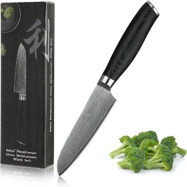 Ніж кухонний Wakoli Mikata Damast 17 см з лезом з дамаської сталі та ручкою Micarta (Сантоку)