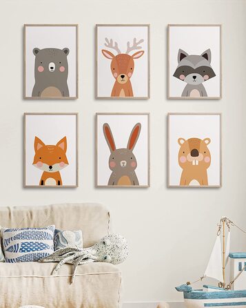 Набір з 6 постерів для дитячої кімнати Hambient: декор для хлопчика та дівчинки, принти для дитячої, декоративні картинки