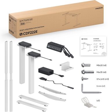 Електричний регульований стіл ONKRON, чорний, для стільниць 120-170 см, до 70 кг (Cdf222e-w)