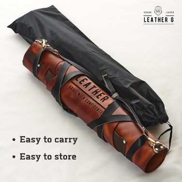 Чорний шкіряний фартух для гриля з тримачем для пива, BBQ фартух для майстра гриля - міцний, з кишенями, регульовані бретельки