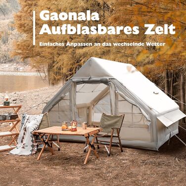 Надувний кемпінговий намет Oxford 420D Glamping 2-4 особи з насосом, водонепроникний 3000мм, для 4 сезонів, з вікном-сіткою та димоходом 300x200x200 см