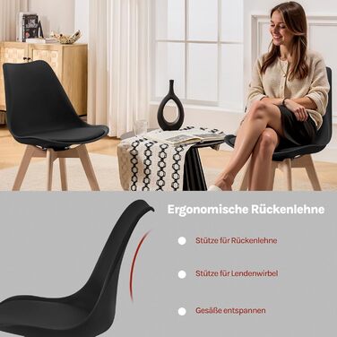 Крісла для їдальні WOLTU, набір з 2 шт., чорні, з масиву дерева та штучної шкіри, до 100 кг, для кухні та їдальні