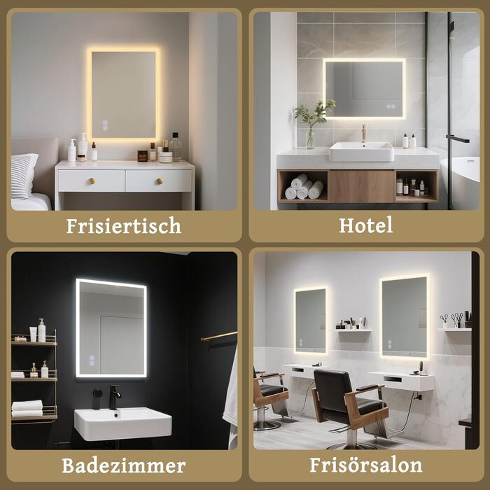 Дзеркало для ванної кімнати Mursche з підсвічуванням, кругле LED дзеркало для ванни, IP44, 60 см, з сенсорною панеллю