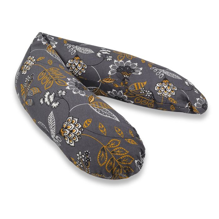 Подушка для вагітних Bear Classic 190 см, анатомічна подушка для сну та підтримки з 100% бавовняного джерсі (Сірі квіти)