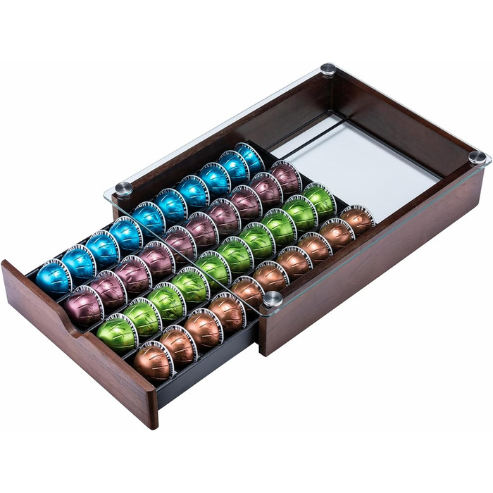 Тримач для капсул Vertuo та Nespresso, ящик з прозорим склом, органайзер для капсул (40 шт.), чорний