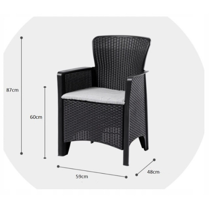 Комплект садових меблів 3в1: столик та 2 крісла з ротанга для тераси та саду, сучасний стиль