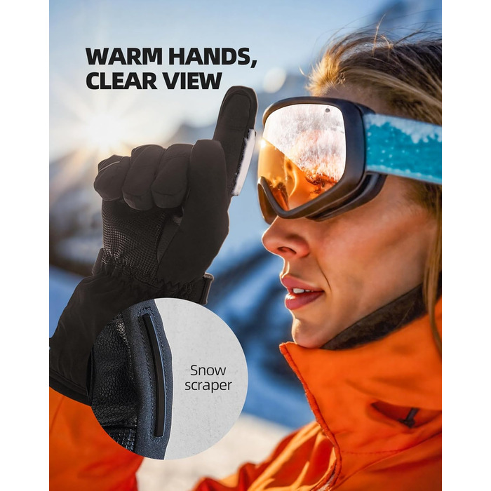 EBOSSOM Зимові рукавички для чоловіків та жінок, 7.4V водонепроникні теплі рукавички з підтримкою сенсорного екрану, вітрозахисні велосипедні рукавички для катання на лижах, піших прогулянок, їзди на мотоциклі та відпочинку