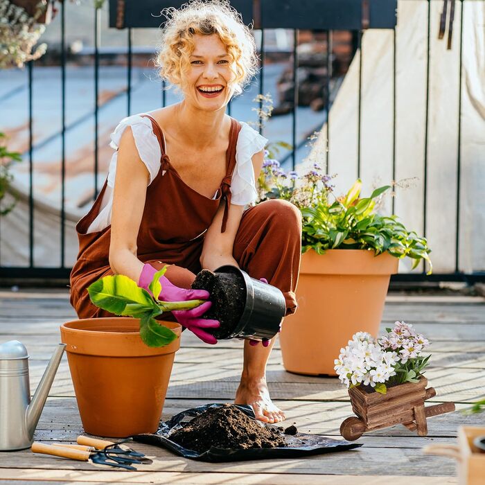 Набір з 2 дерев'яних вагончиків для квітів Relaxdays, 12.5 x 26 x 12 см, декор для саду