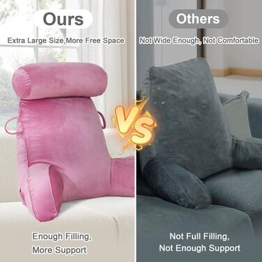 Подушка для читання Mingfuxin для ліжка, дивана, підлоги з регульованою підтримкою шиї та спини (Рожева)