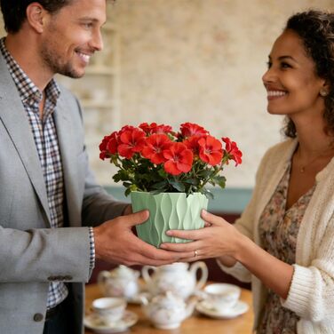 Набір горщиків для квітів 5 шт. об'ємом 20 см, пластикові горщики Dick з підставкою та дренажними отворами, горщик-пересадочний з 3D-фактурою для монстери, герані та кімнатних рослин (зелений, Ø 10,2 см, 5 шт.)