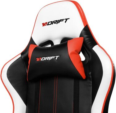 Ігрове крісло DRIFT DR175BUE, штучна шкіра, 2D підлокітники, поршень 4 класу, чорний (червоний)