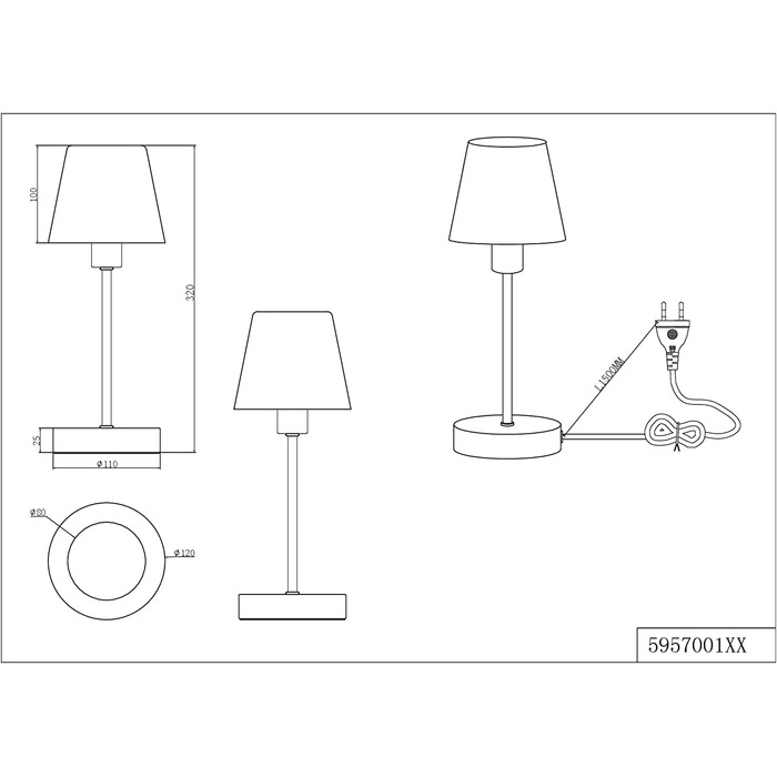 Настільна лампа Trio Leuchten Luis II Chrom з металу та білого склова, E14, сенсорне керування