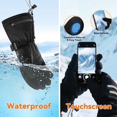 Електричні гріючі рукавички Rasfalo для чоловіків та жінок, акумулятор 2600mAh, 3 режими нагріву, водонепроникні, чорні