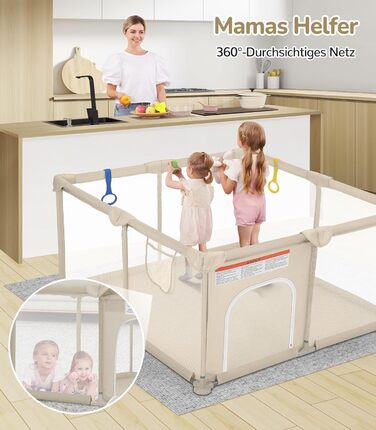 Дитячий манеж Dripex 124x124 см з дихаючою сіткою, сірий (124x124 см)