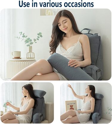 Подушка для читання HEATHE з підлокітниками, знімний чохол, кишенька, підтримка спини для читання та ігор