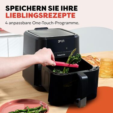 Фритюрниця повітряна Instant Pot Vortex Compact Trüffel Grau 5 л з сіткою, сімейна, 4-в-1 (смаження, сушка, випічка, підігрів), антипригарне покриття, легко миється, придатна для миття в посудомийній машині, колір: сірий