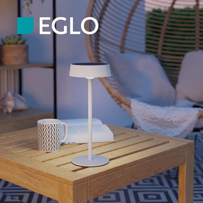 LED сонячна настільна лампа EGLO Simeri для вулиці, бездротова, акумуляторна, торкання, регулювання яскравості, металева, IP54