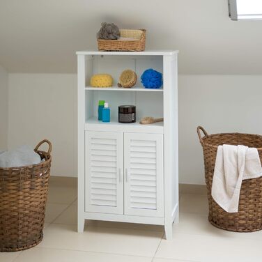 Шафка для ванної кімнати Relaxdays LAMELL, 92 x 50 x 25.5 см, білий колір, бамбук