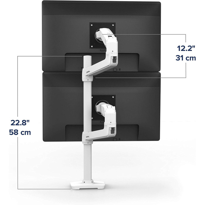 Кріплення для монітора Ergotron LX Dual Stacking Arm, Tall Pole, білий