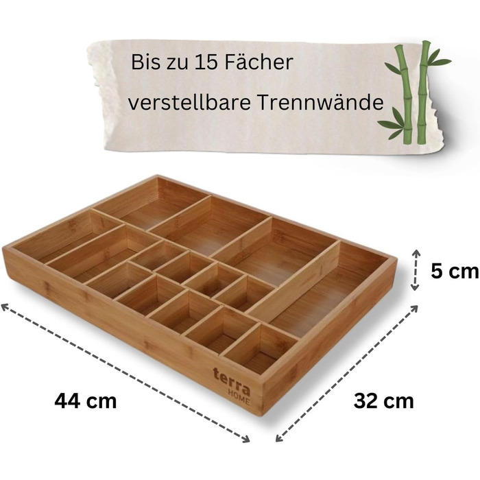 Лоток для столових приборів Terra bamboo шухляда-органайзер 32x44x5см коричневий