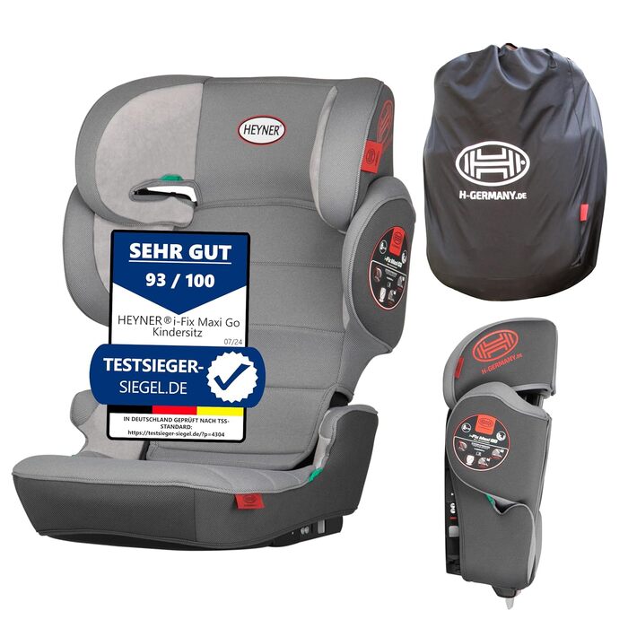 Автокрісло дитяче Heyner® KIDS i-Size, сіре, 3,5-12 років (100-150 см), сумісне з Isofix
