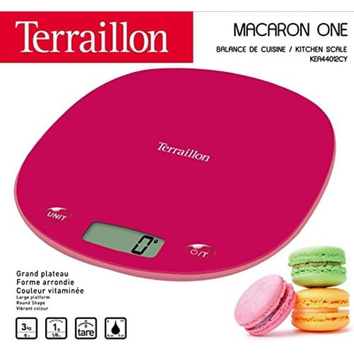 Кухонні ваги Terraillon 14133 Macaron, вишнево-червоні, пластикові