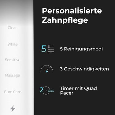 Електрична зубна щітка AENO DB6 Sonic – 5 режимів, 40 днів роботи, бездротове заряджання, преміум-щітинки, нагадування про заміну насадки, 46000 вібрацій/хв.