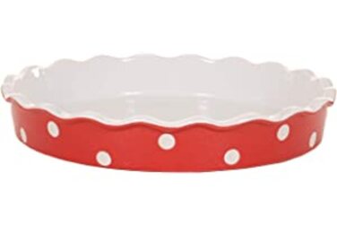 Кіш Ізабель Роуз / керамічна тарталетка - червоний горошок - 30 см х 30 см х 5 см