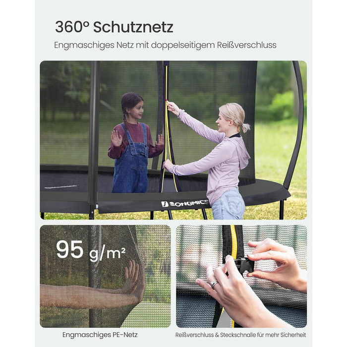 Батут SONGMICS вуличний Ø427 см з захисною сіткою, драбиною та м'якими стійками, чорний