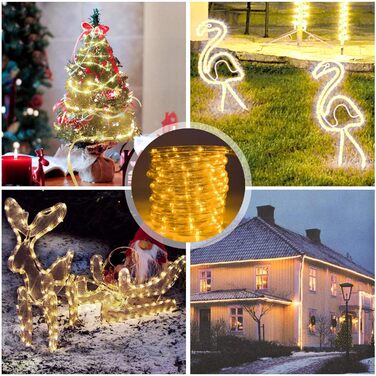 Світлодіодне мотузкове світло Einfeben на відкритому повітрі в приміщенні, 480 світлодіодів теплої білої зовнішньої світлодіодної трубки, водонепроникне мотузкове світло з таймером і 8 режимами для садової вечірки, весільної різдвяної прикраси (10м)