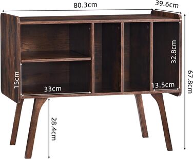 Сумка-органайзер для вінілових платівок LELELINKY: стійка з 4 полицями, вміщує до 220 платівок, з міцними дерев'яними ніжками, Mid-Century дизайн, білий колір, для проигрывателя (Braun)