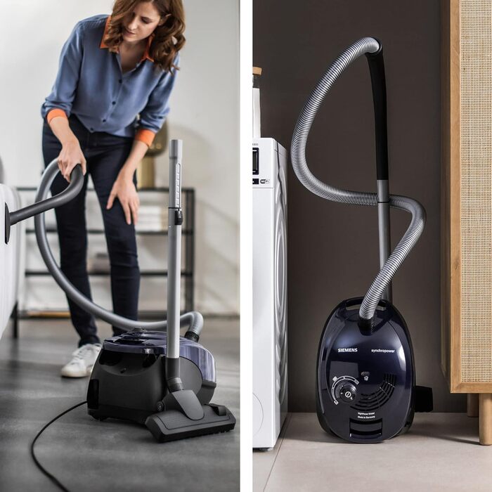 Пилгопоглинач Siemens synchropower VS06B1110: мішок, фільтр гігієни, для твердих підлог та килимів, 700 Вт, блакитний