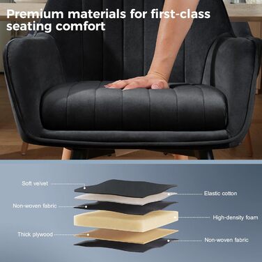 Крісла для обідньої зони ELUCHANG, набір 2 шт., поворотні на 360°, м'яке сидіння (10 см), з високими підлокітниками, кремово-білий велюр, до 150 кг, для спальні, кухні, вітальні