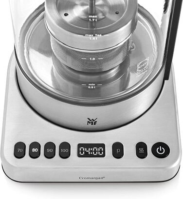 Електричний чайник WMF Lono Silk 1.6 л з нержавіючої сталі, з фільтром від накипу, бездротовий, з поворотним підставою, антифнгер, відкривання однією рукою, зовнішній індикатор рівня води (1.4л - 1.7л)