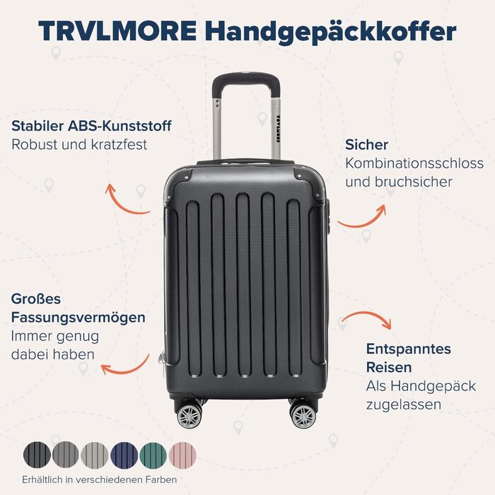 Набір валіз TRVLMORE: 2 валізи (ручна поклажа), чорний колір