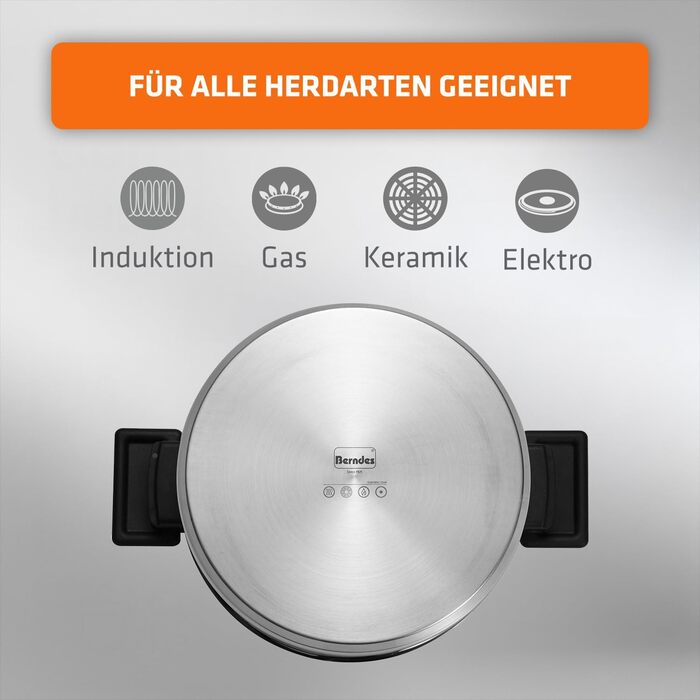 Набір каструль Berndes 6-ти частинний з нержавіючої сталі, індукційне дно, економія місця