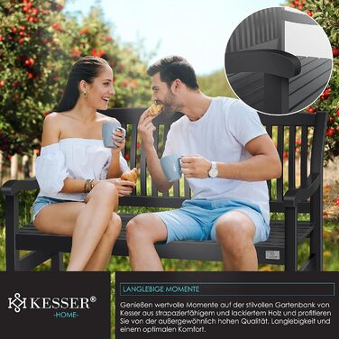 Садова лавка KESSER® з дерева для 3-4 осіб, анодований антрацит 125 см, стійка до погодних умов, витримує до 320 кг, з чохлом для балкона, тераси та саду