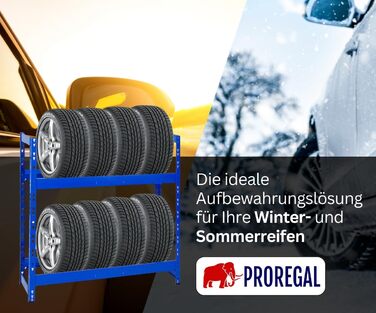 Стелаж для шин PROREGAL Tiger: 100x110x35 см, 150 кг навантаження, 8 шин, 2 рівні, блакитний