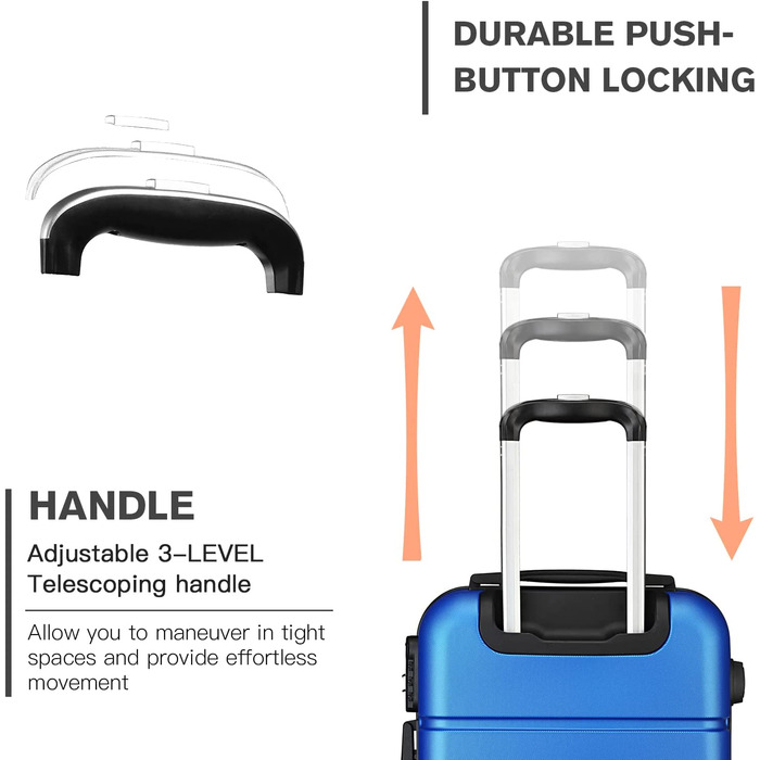 Валіза ручної поклажі KONO 55x38x22 см, 33 літри, ABS, Marineblau