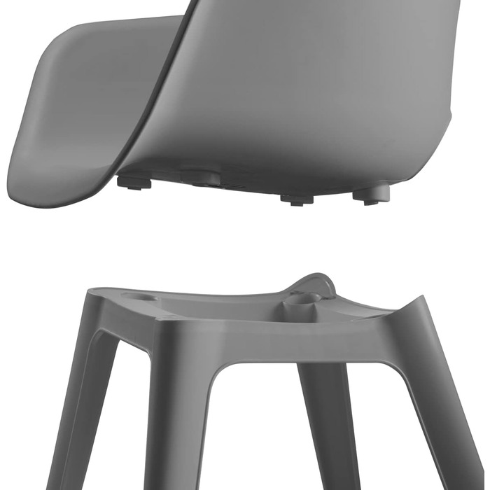 Садові крісла Allibert Akola 2 шт, пластик, 56.7x55.8x80.1 см, чашоподібна форма, для саду, тераси або їдальні, світло-сірі