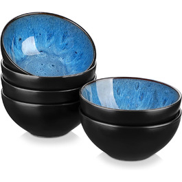 Набір десертних мисок Vancasso з 6 предметів синього кольору, ємність миски для закусок 360 мл, крихітну миску, яку можна мити в посудомийній машині, маленькі миски для супів Суші Миски для подачі рису Набір керамограніту Маленька миска Blue1