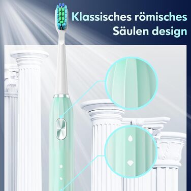 Електрична звукова зубна щітка для дорослих і дітей з 5 режимами чищення, таймером та 9 насадками Ultraschall (Синій/Зелений)