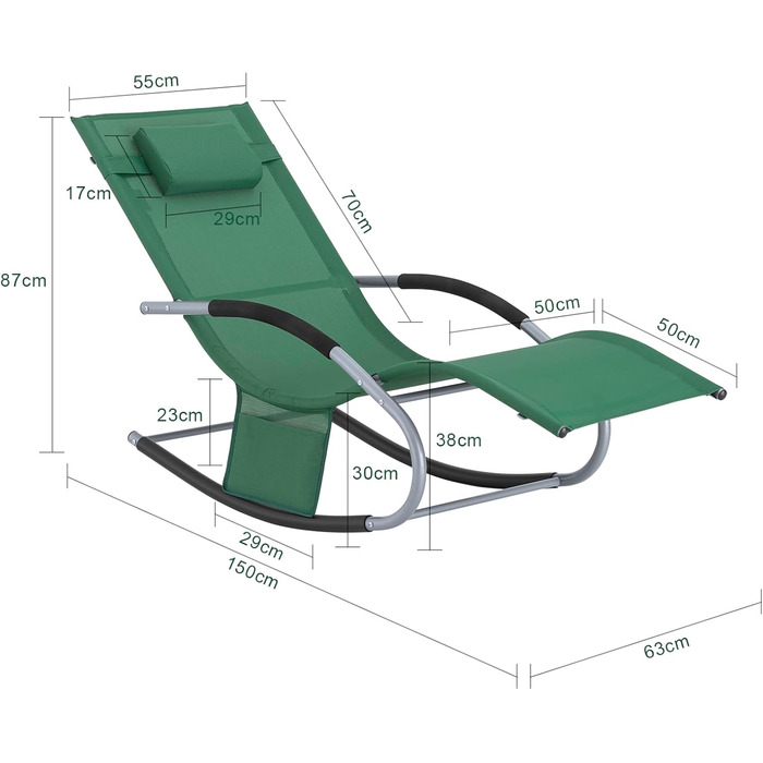 Шезлонг SoBuy для 2 осіб, садова швейцальська гойдалка, вологостійка, для тераси, балкона, кемпінгу, до 150 кг, Gartenmübel OGS28-SCHx2 (темно-зелений)